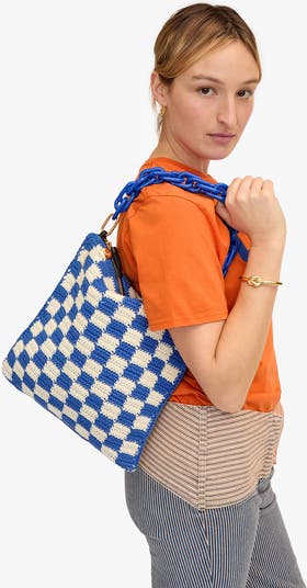 Clare v gingham leather foldover shops clutch