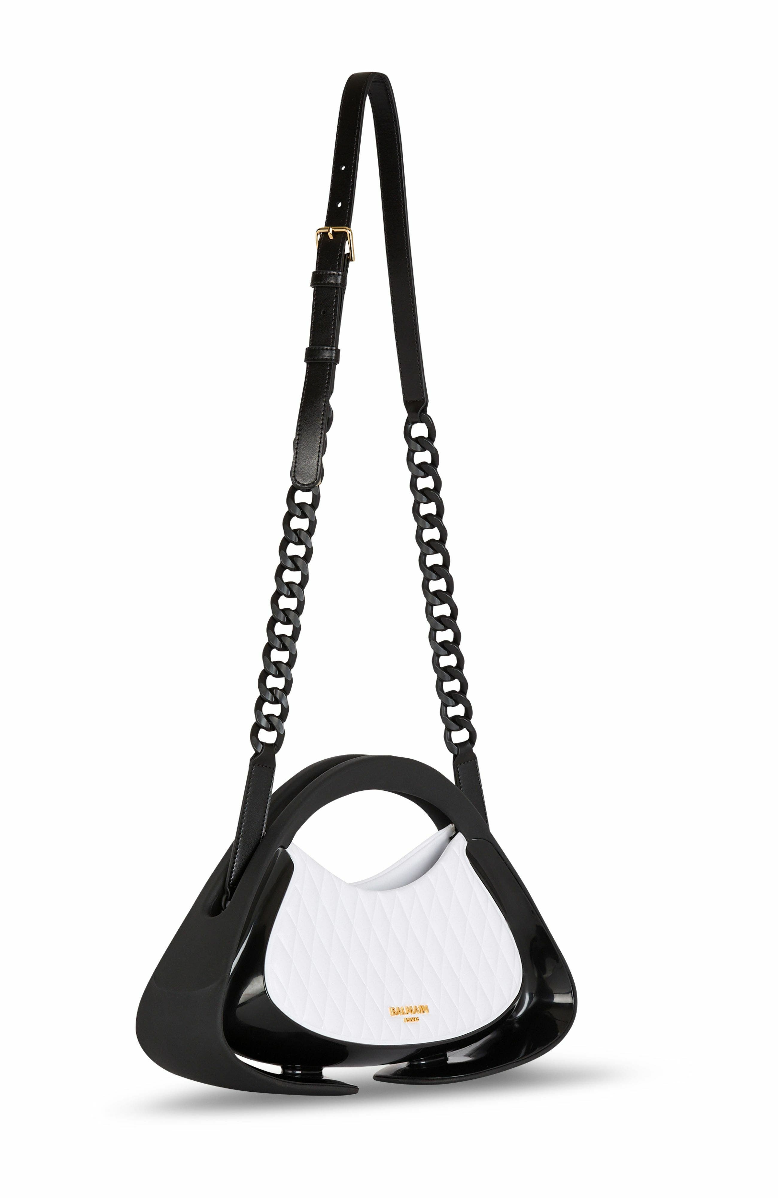 Balmain Two-Tone Quilted Medium Jolie Madame Bag, Alternate, color, White