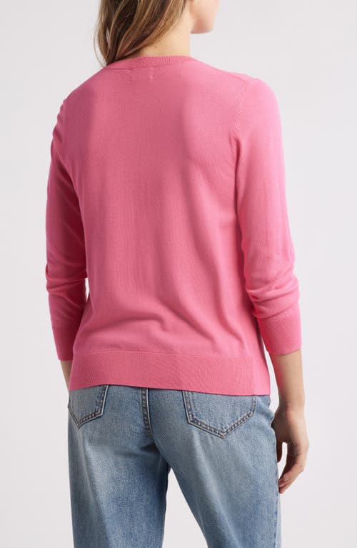 Caslonr Caslon(r) Crewneck Cardigan In Pink Caliente