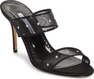 Manolo Blahnik Scoltobi Polka Dot Mesh Sandal