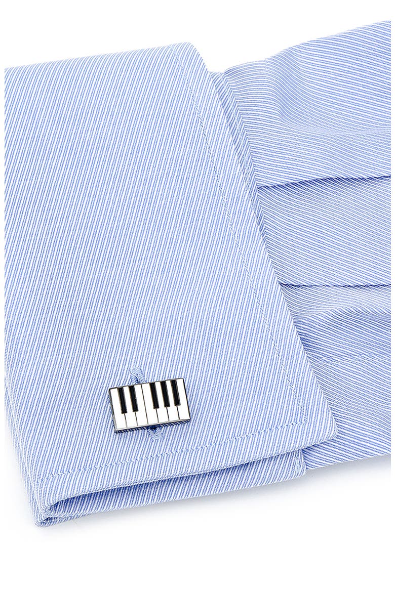 Enamel Piano Cuff Lnks, Alternate, color, WHITE
