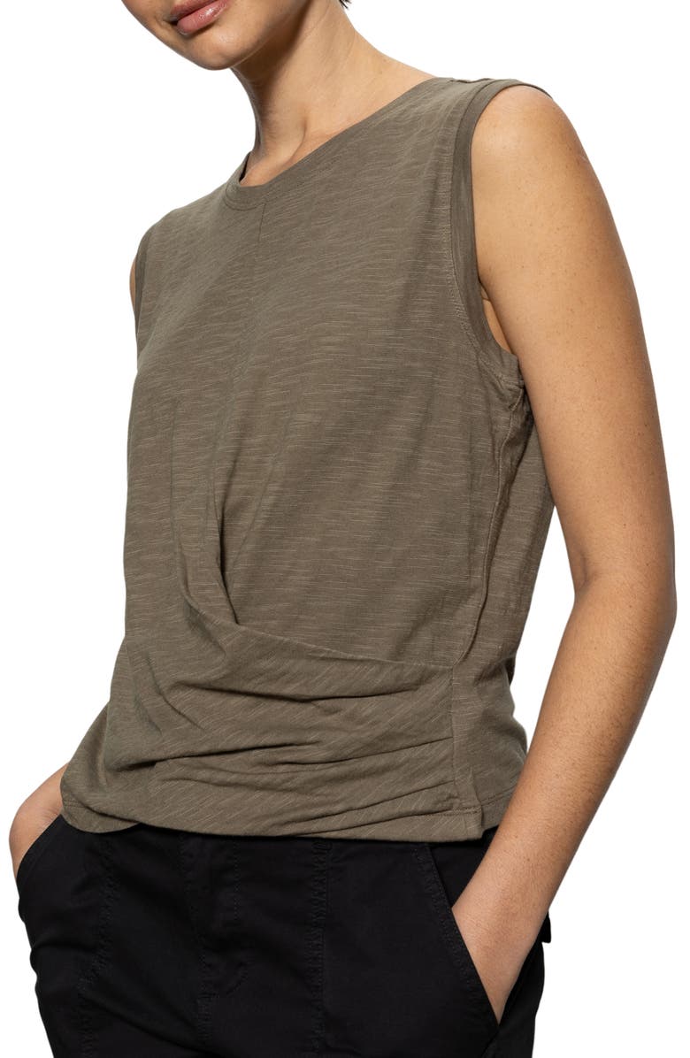 Sanctuary Draped Crewneck Tank, Alternate, color, Burnt Olive