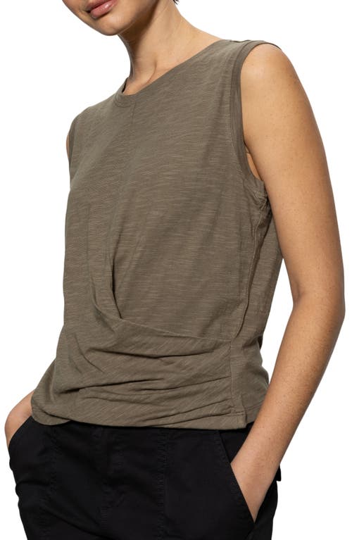 Shop Sanctuary Draped Crewneck Tank In Burnt Olive