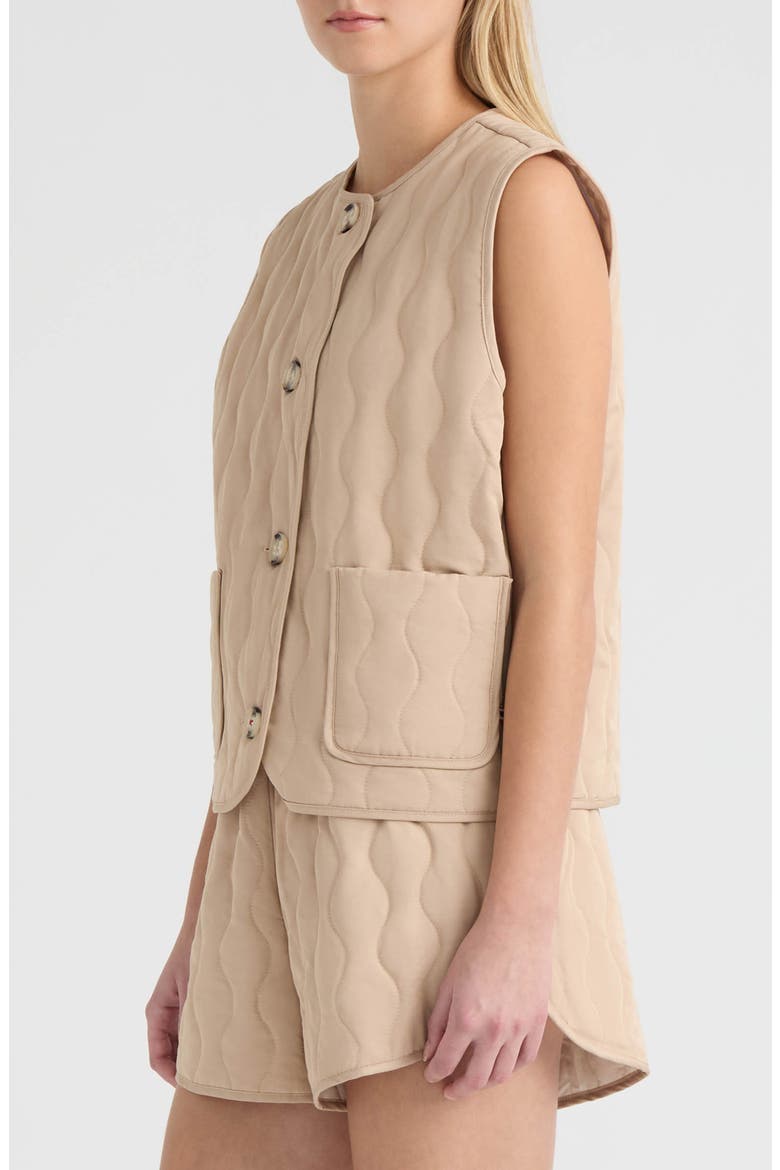 Quilted Button Down Vest, Alternate, color, CLAY
