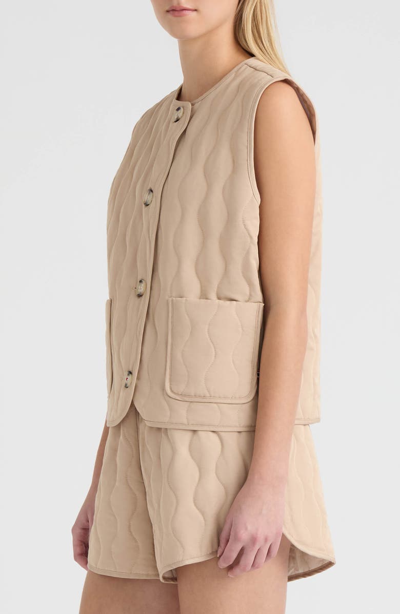 Hunter Quilted Button Down Vest, Alternate, color, Clay