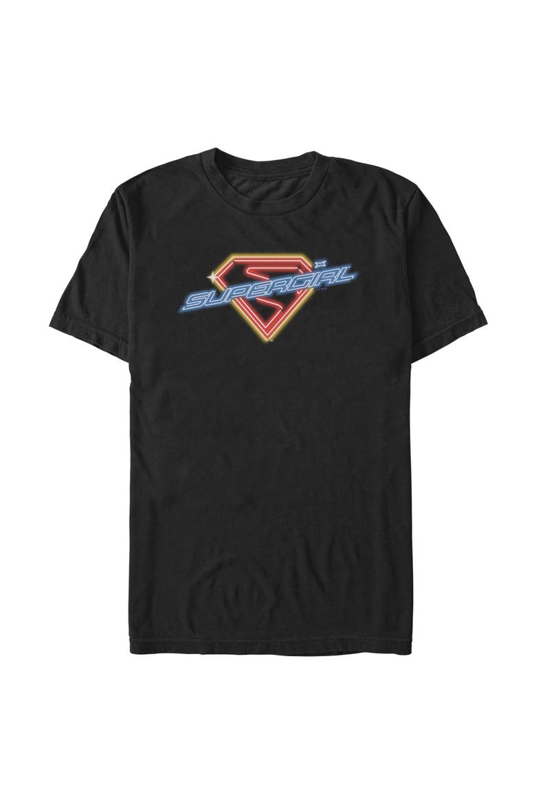 Men's Supergirl Neon Sign Logo  Graphic T-Shirt, Main, color, Black