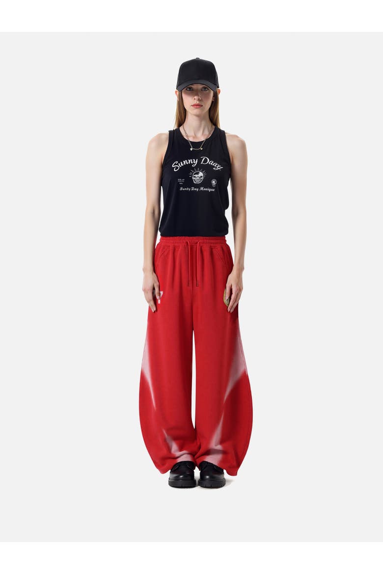 Inkjet Print Super Baggy Sweatpants, Main, color, Red