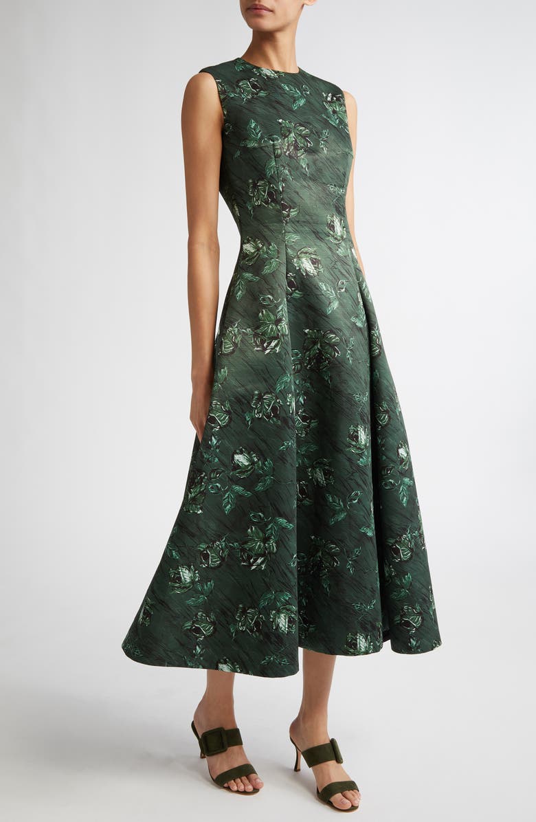 Emilia Wickstead Mara Dahlia Print Sleeveless A-Line Midi Dress, Alternate, color,