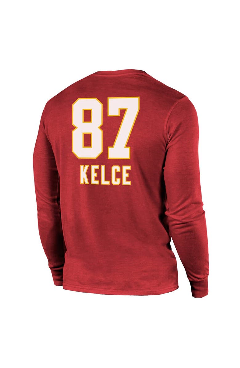 Majestic Threads Men's Majestic Threads Travis Kelce Red Kansas City Chiefs Super Bowl LVIII Name & Number Tri-Blend Long Sleeve T-Shirt, Alternate, color, 