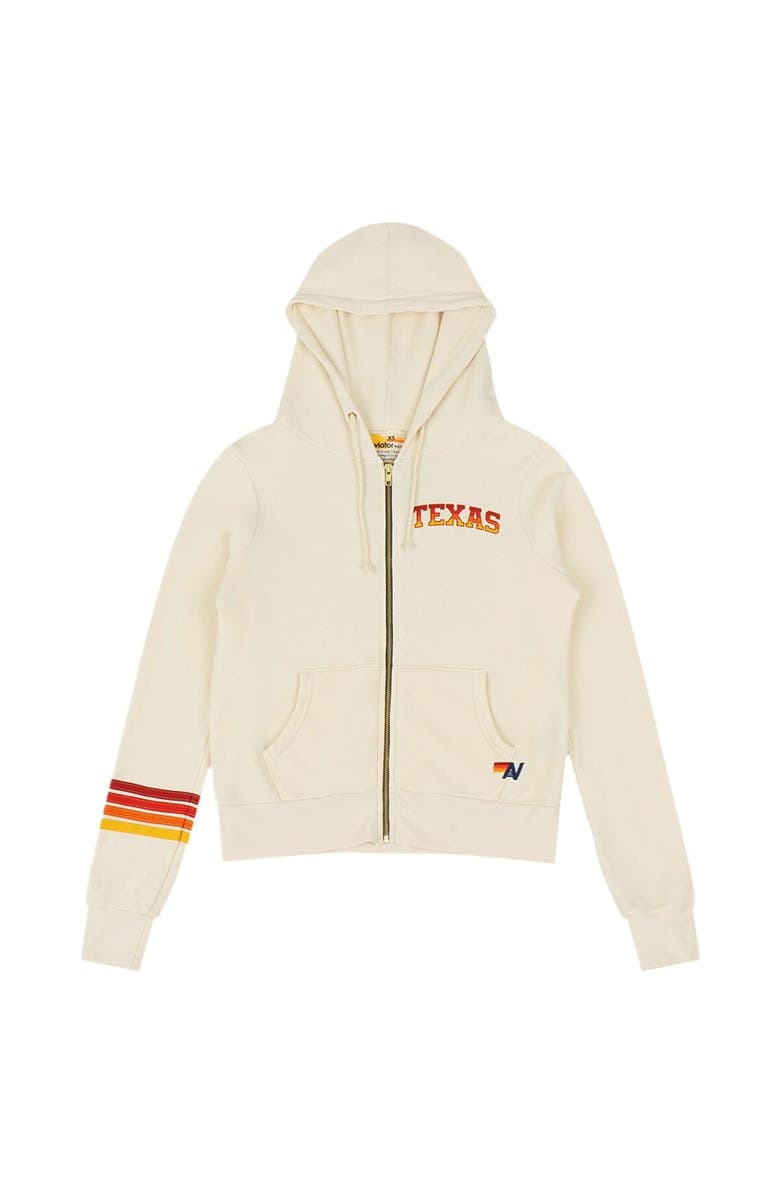 Aviator Nation Unisex Aviator Nation White Texas Longhorns Hook Em Tri-Blend Full-Zip Hoodie, Alternate, color, 