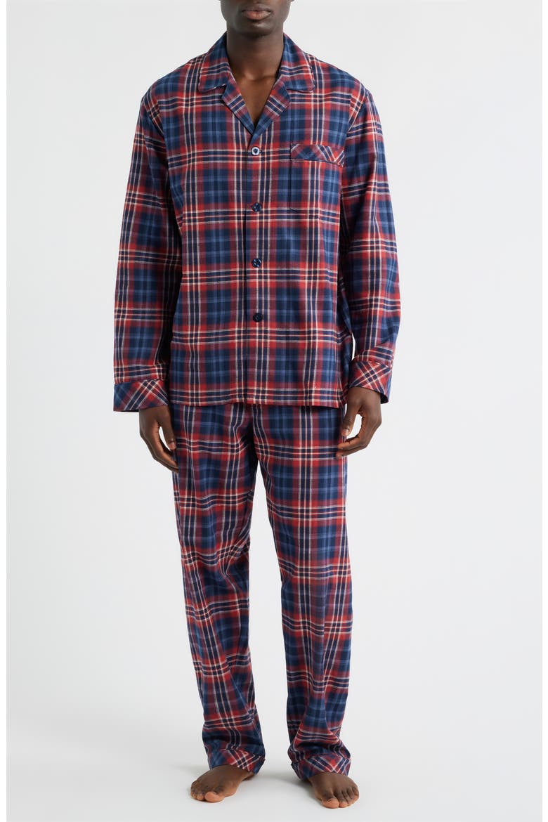 Time Out Flannel Pajamas, Main, color, NAVY/RED