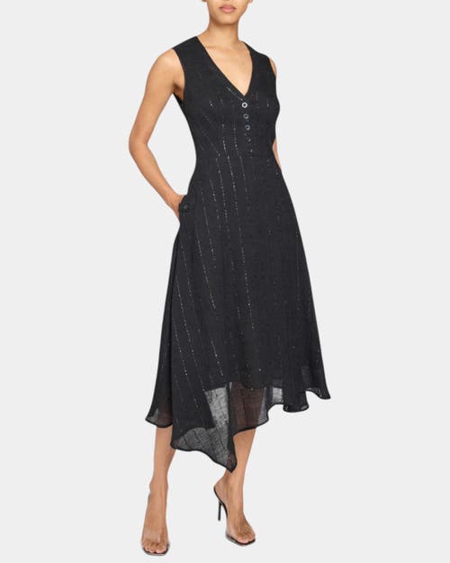 SANTORELLI SANTORELLI NIA SLEEVELESS MIDI DRESS WITH ASYMMETRIC HEMLINE AND BUTTON DETAILS