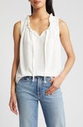 Loveappella Tie Neck Swiss Dot Sleeveless Knit Top