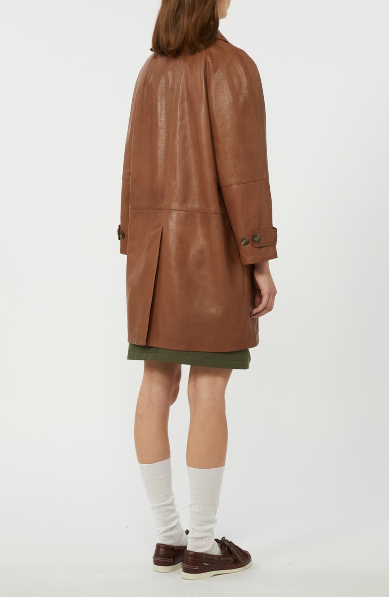 Weekend Max Mara Camino Leather Trench Coat, Alternate, color, Brown