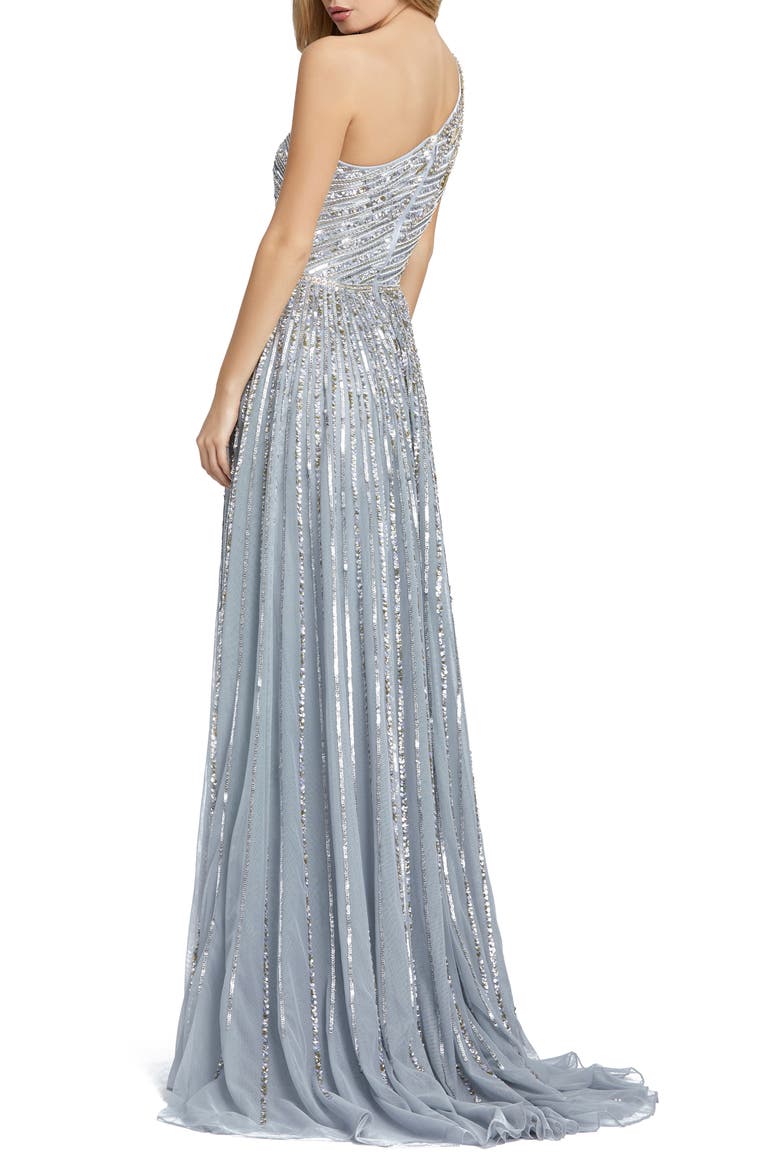Embellished One-Shoulder A-Line Gown, Alternate, color, PLATINUM
