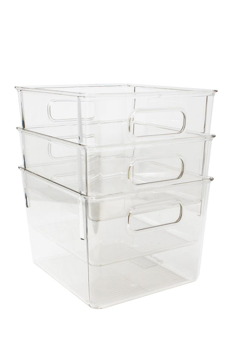 Gourmet Home Products Heritage Clear Modern All-Purpose Storage Bins - Set of 3, Main, color, 