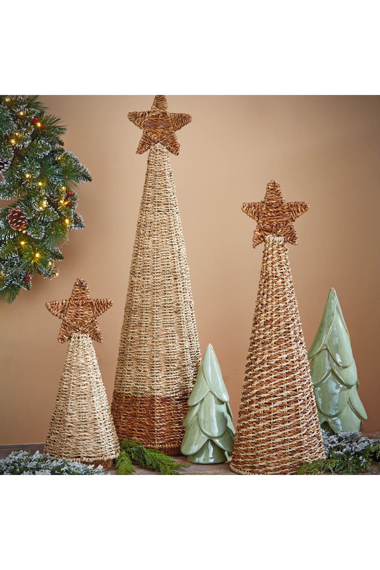 Large Seagrass Tree Holiday Sculpture Natural Decorative Object, Alternate, color, Beige