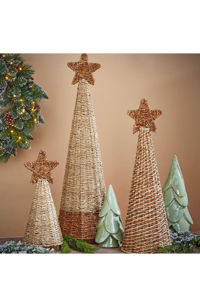 tag Large Seagrass Tree Holiday Sculpture Natural Decorative Object, Alternate, color, Beige