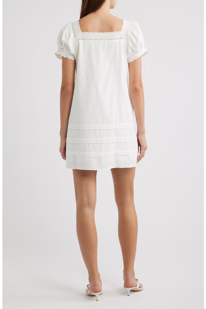 Joliette Eyelet Trim Puff Sleeve Minidress, Alternate, color, WHITE