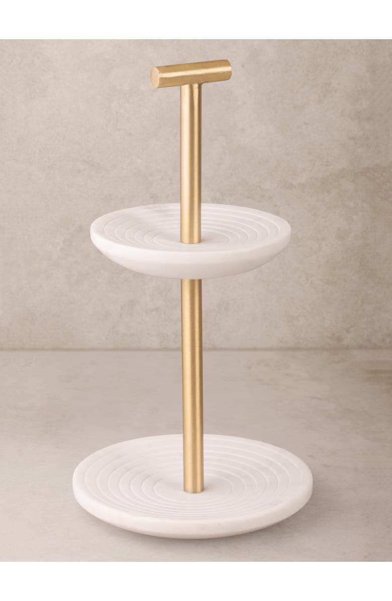 GAURI KOHLI Regalia Tiered Marble Jewelry Stand, Main, color, Ivory White