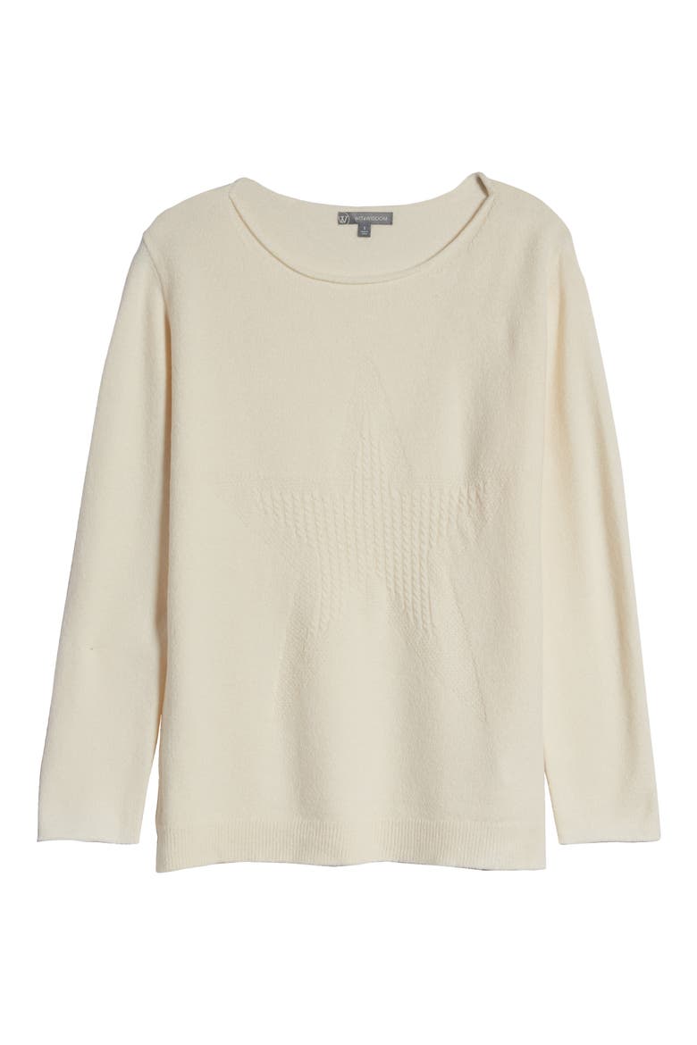 Cable Knit Star Sweater, Alternate, color, OFF WHITE