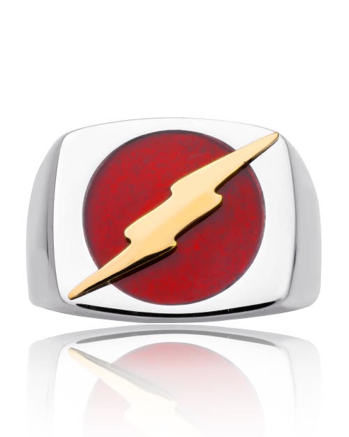 Dc Comics Stainless Steel Justice League Superhero Logo Ring Jewelry, The Flash In Brown