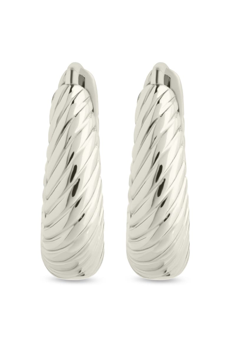 Fairley Oval Textured Huggie Hoop Earrings, Alternate, color, SILVER