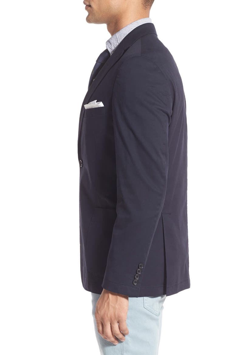 Trim Fit Stretch Cotton Blazer, Alternate, color, NAVY