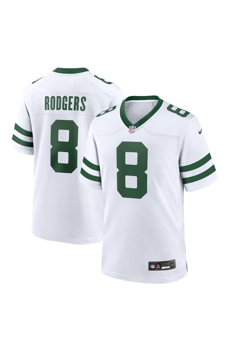 Nike Youth Nike Aaron Rodgers White New York Jets Legacy Player Game Jersey, Main, color, 