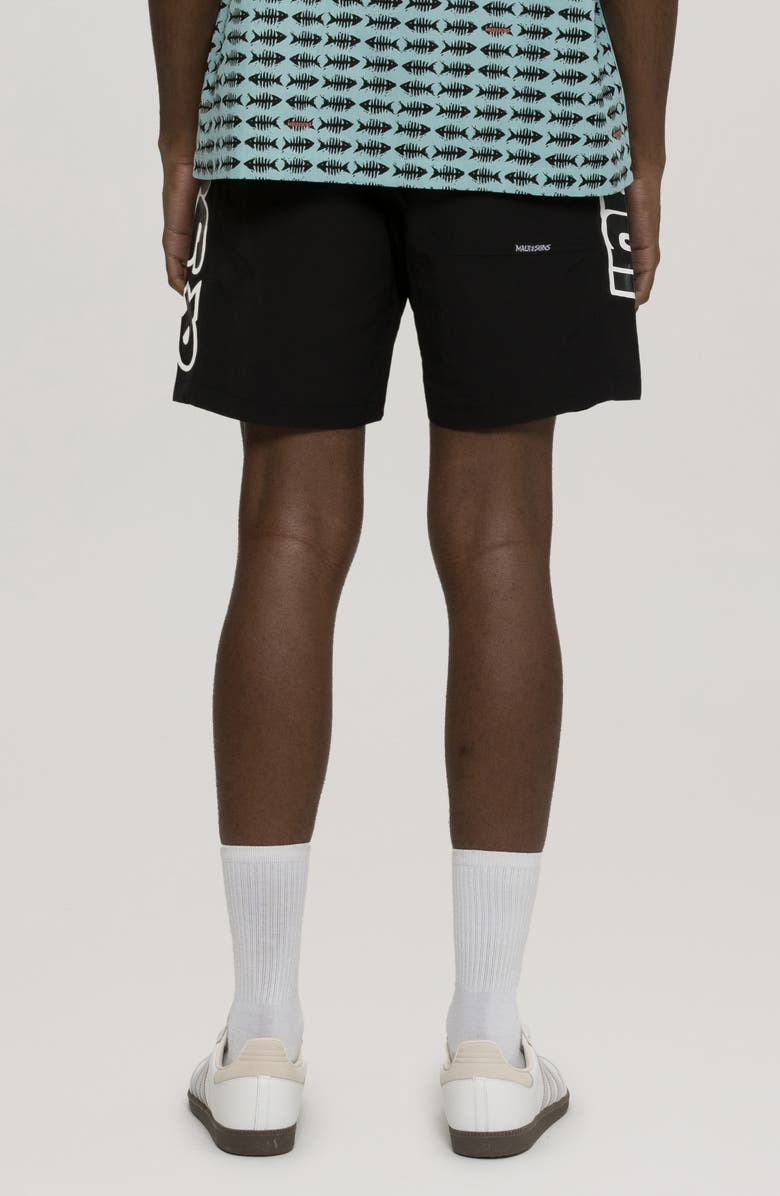 Maui & Sons Billboard Nylon Swim Trunks, Alternate, color, Black