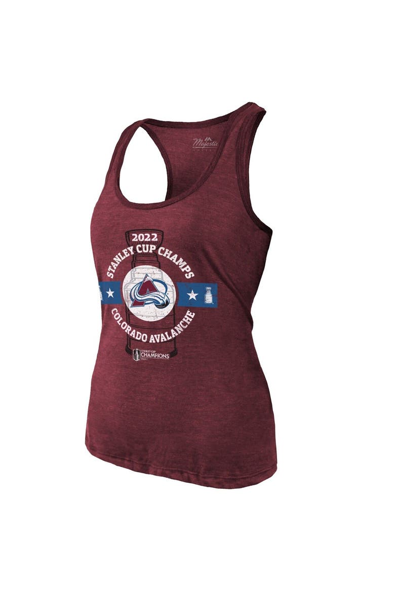 Women's Majestic Threads Burgundy Colorado Avalanche 2022 Stanley Cup Champions Racerback Tank Top, Alternate, color, Burgundy