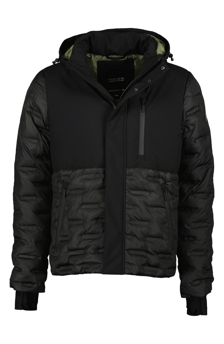 Noize Dawson Mixed Media Hooded Puffer Jacket, Alternate, color, Black