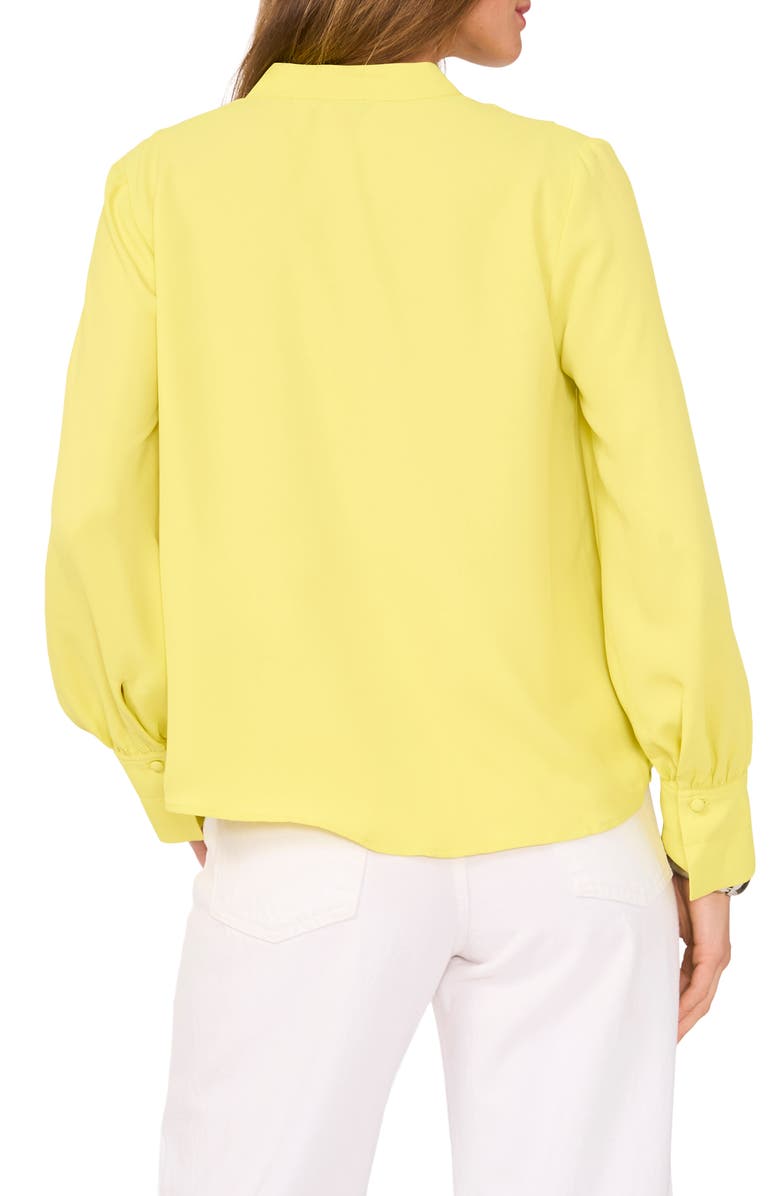 Vince Camuto Bishop Sleeve Crepe Top, Alternate, color, Limoncello