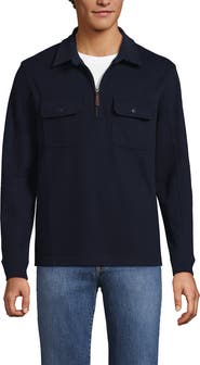 Lands' End Long Sleeve Corduroy Collar Bedford Rib Quarter Zip