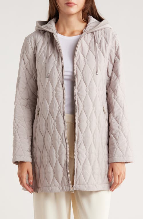 Bernardo Midlength Diamond Quilted Jacket In Gray