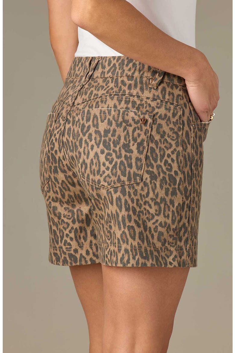 Gracie Leopard Print High Waist Denim Shorts, Alternate, color, BROWN/ BLACK MULTI
