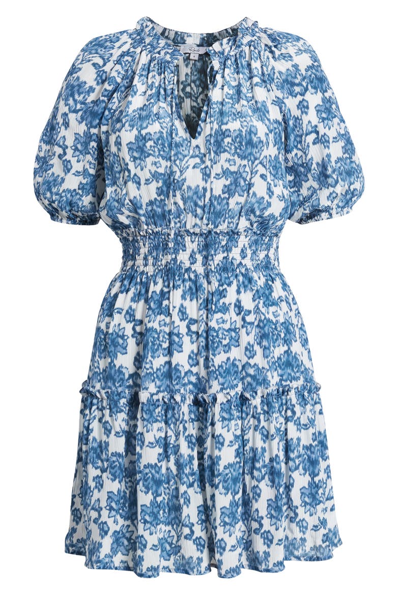 Fiorella Floral Smocked Dress, Alternate, color, CHAMBRAY FLORAL