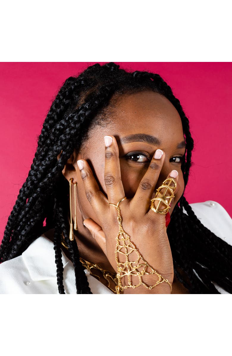 Lucy Quartermaine Double Drop Earrings front and back, Alternate, color, Gold