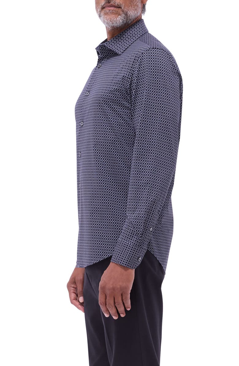 Bugatchi James OoohCotton<sup>®</sup> Geometric Print Button-Up Shirt, Alternate, color, Black