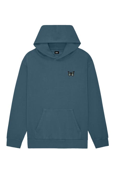 Womens Butterfly Midweight Fleece Relaxed Hooded Sweatshirt