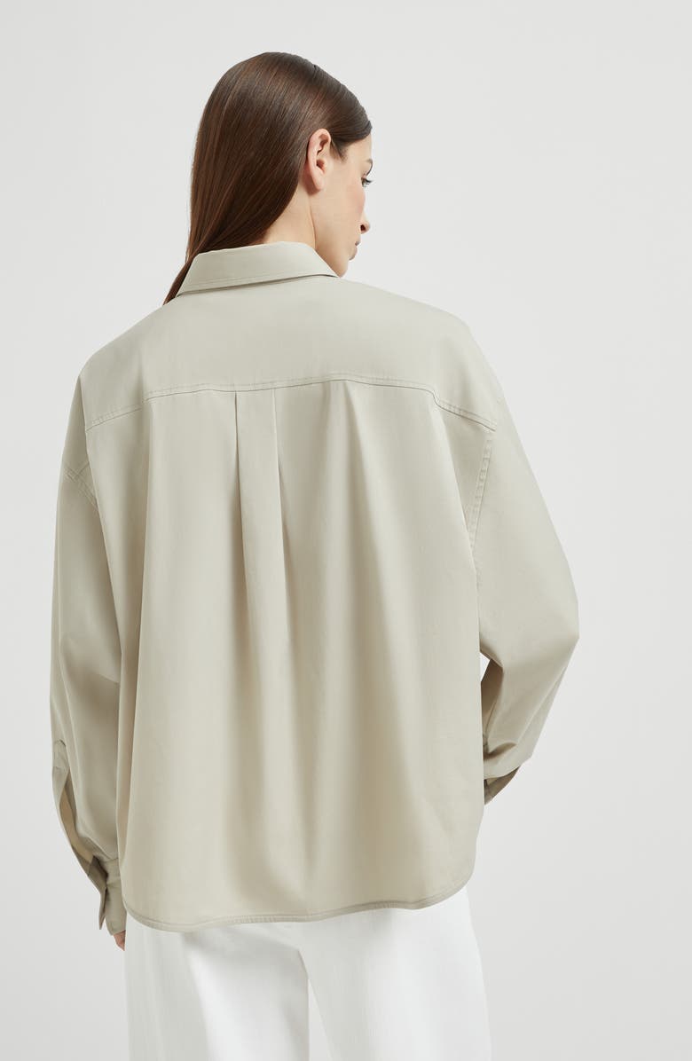 Brunello Cucinelli Stretch poplin shirt, Alternate, color, Cool Beige