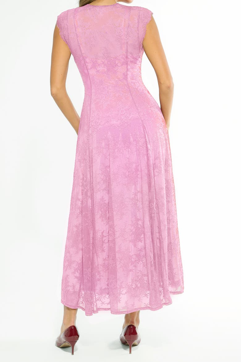 Shapewear Boho Floral Lace V Neck Resort Maxi Dress, Alternate, color, Rosy Pink