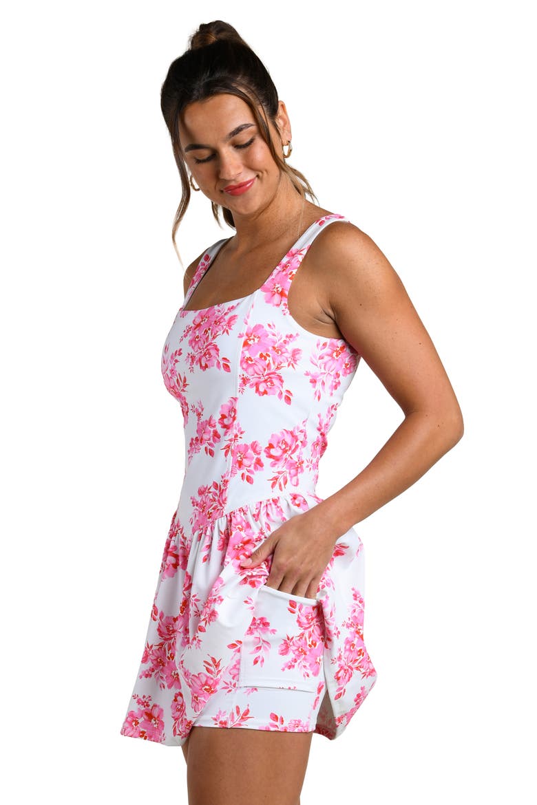Rally Rose Print Tennis Dress, Alternate, color, WHITE