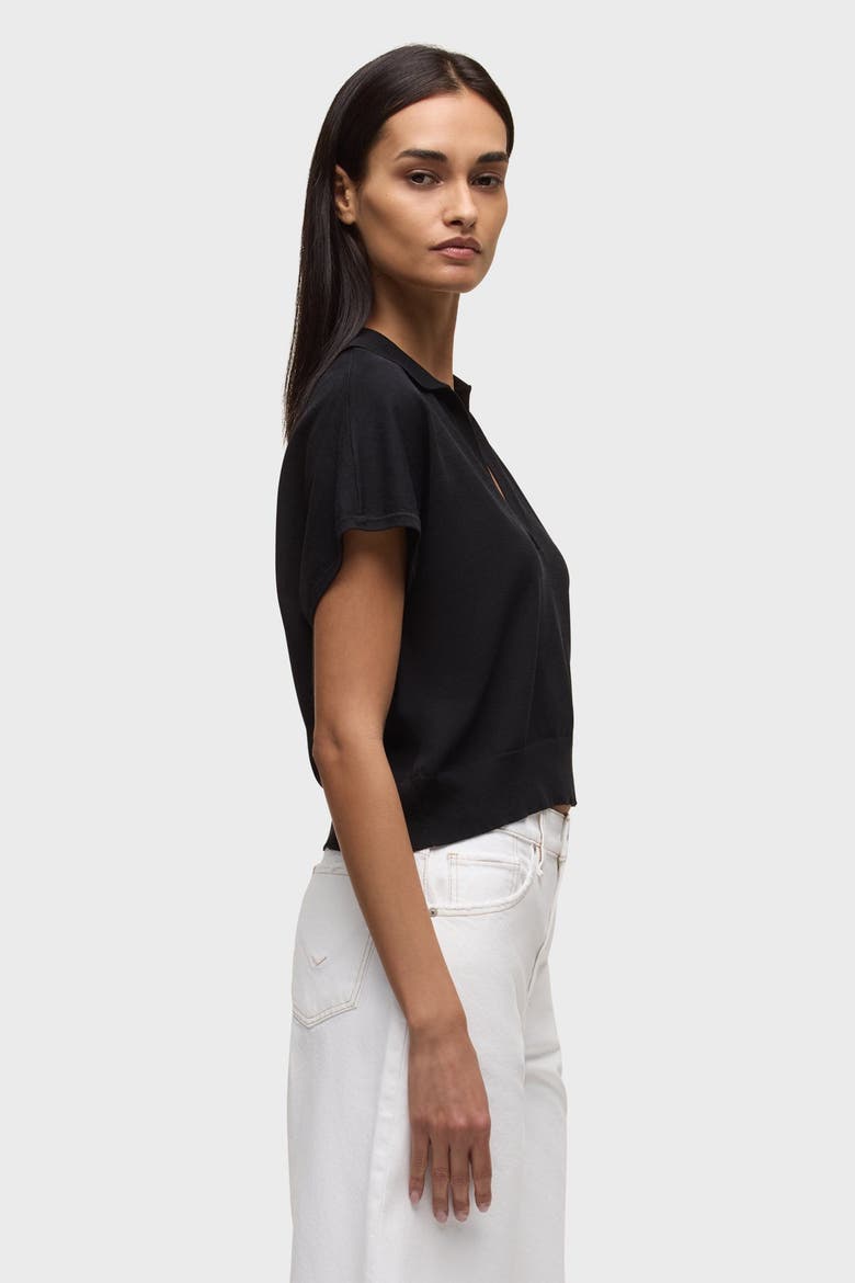 draped collared sweater, Alternate, color, black