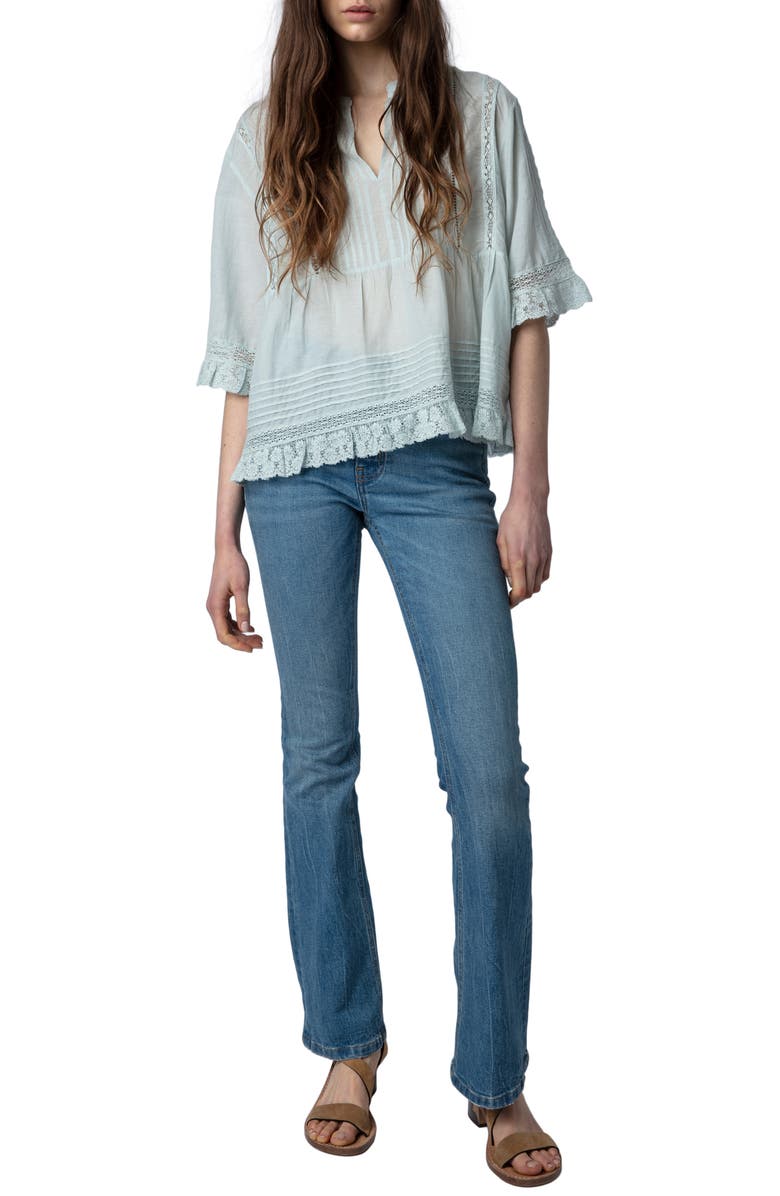 Zadig & Voltaire Tosea Cotton Blend Peplum Blouse, Alternate, color,
