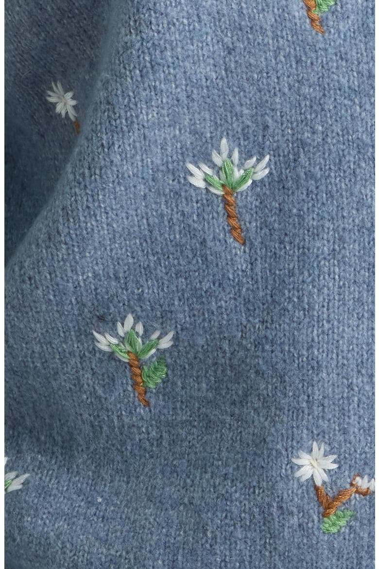 Embroidered Floral V-Neck Cardigan, Alternate, color, DUSTY BLUE/ WHITE