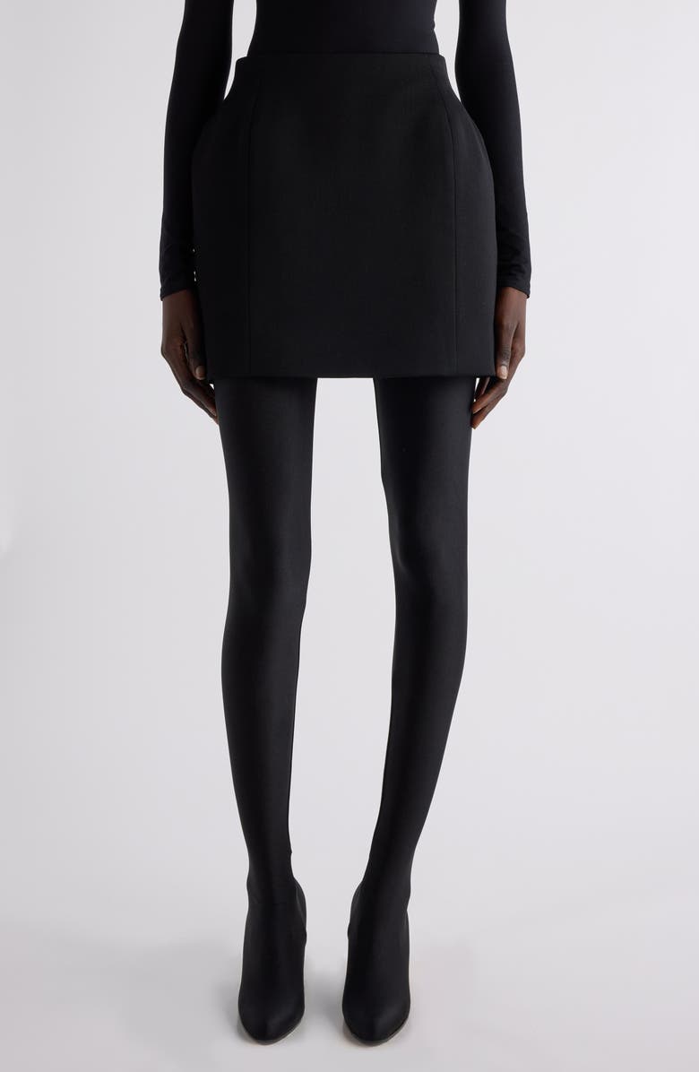 Balenciaga Hourglass Wool Gabardine Miniskirt, Main, color, 