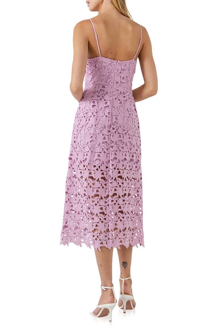 Lace Spaghetti Strap Midi Dress, Alternate, color, LILAC
