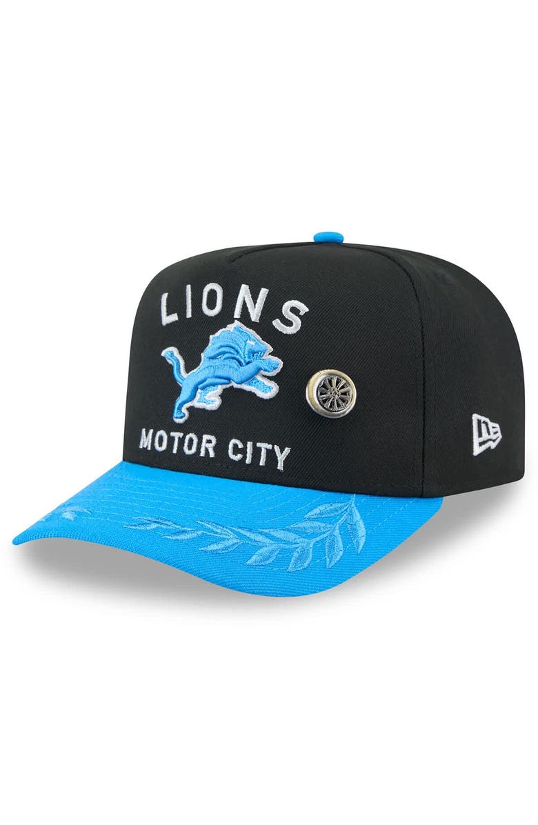 New Era Men's New Era Black/Blue Detroit Lions 2025 NFL Draft On Stage A-Frame 59FIFTY Fitted Hat, Main, color, Black