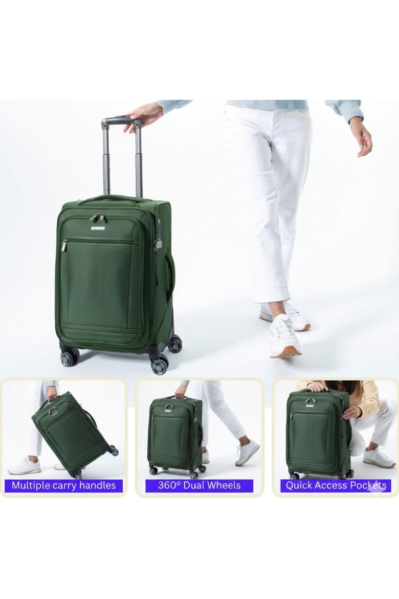 Avalon Softside 20" Carry On Spinner, Alternate, color, Juniper Green